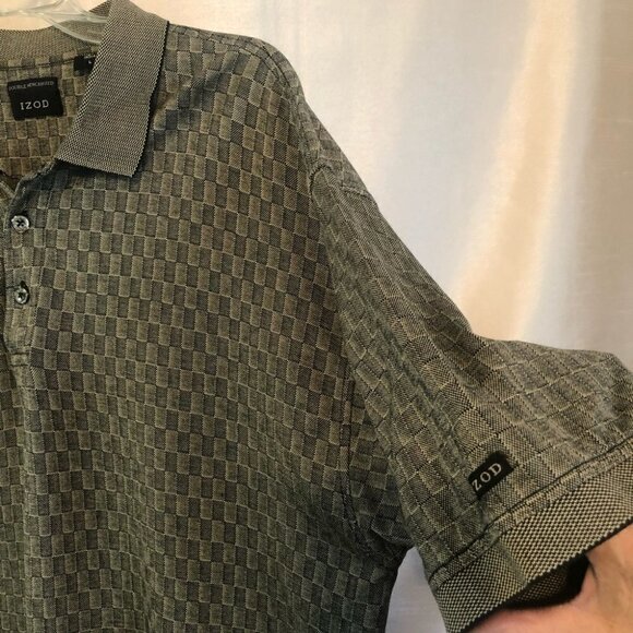 IZOD Mens  Polo Shirt Textured Greenish/Grey Lg - Picture 6 of 10